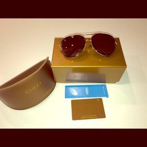 Gucci Aviator Sunglasses GG0062S 001 Gold/Black